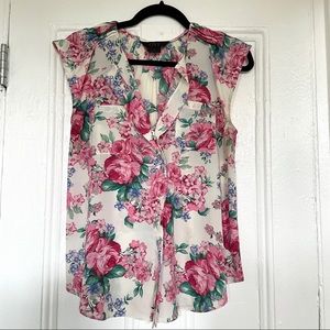 Floral Short Cap Sleeve Blouse